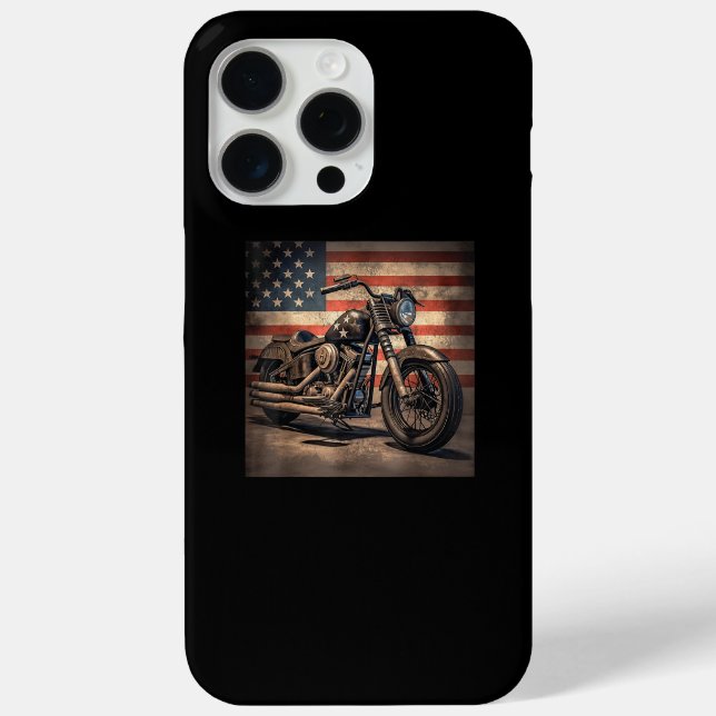 Coques Case-Mate iPhone Motorcycle USA Drapeau Retro Biker (Verso)