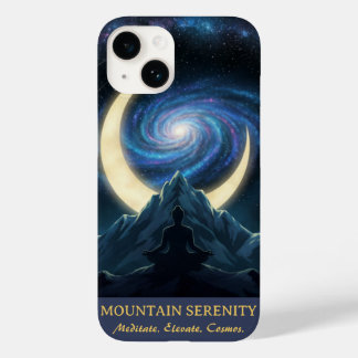 Coque Pour iPhone 14 Mountain Serenity Cosmic Meditation, Crescent Moon