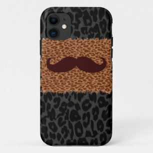 Case-Mate iPhone Case Moustache Brown et Empreinte de léopard