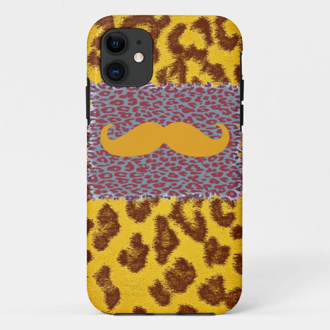 Coques Case-Mate iPhone Moustache drôle et Empreinte de léopard (Dos)
