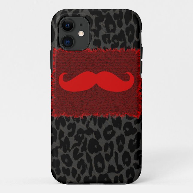 Coques Case-Mate iPhone Moustache et Empreinte de léopard de Red Funny (Dos)