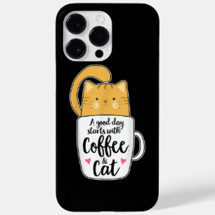 Coque Pour Pour iPhone 14 Pro Max Mug de café chat orange drôle amateur de chat