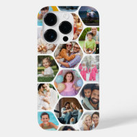 Multi Photo Collage Simple Moderne Hexagon Motif