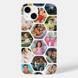Coque Pour iPhone 14 Multi Photo Collage Simple Moderne Hexagon Motif
