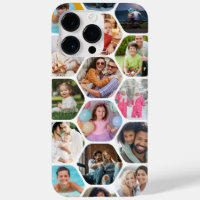 Multi Photo Collage Simple Moderne Hexagon Motif