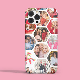 Coque iPhone 15 Pro Max Multi Photo Collage Simple Moderne Hexagon Motif