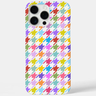 Coques iPhone 16 Pro Max Multicolor Houndstooth+Motif blanc