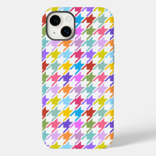 Coque Pour iPhone 14 Plus Multicolor Houndstooth+Motif blanc