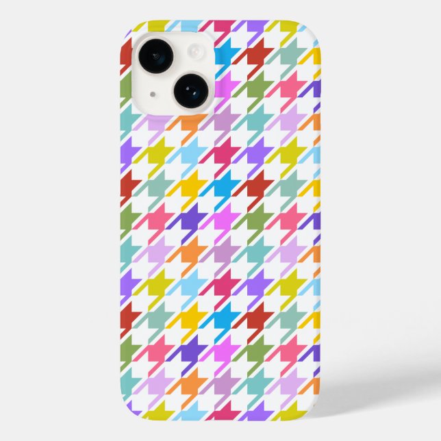Coques Case-Mate iPhone Multicolor Houndstooth+Motif blanc (Verso)