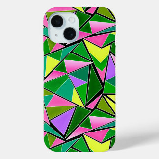 Coque Pour iPhone 15 Multicolored bright neon geometric pattern