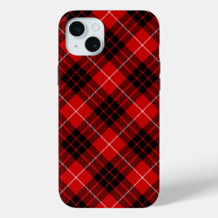 Coque iPhone 15 Mini Munro tartan rouge noir plaid