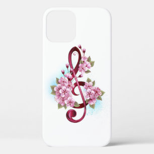 Case-Mate iPhone Case Musical treble clef notes with sakura flowers