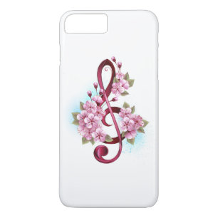 Case-Mate iPhone Case Musical treble clef notes with sakura flowers