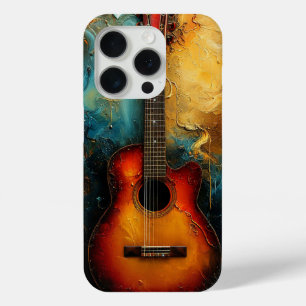 Coque iPhone 15 Pro Musique de Guitare Rétro Esthétique Inspirante Art