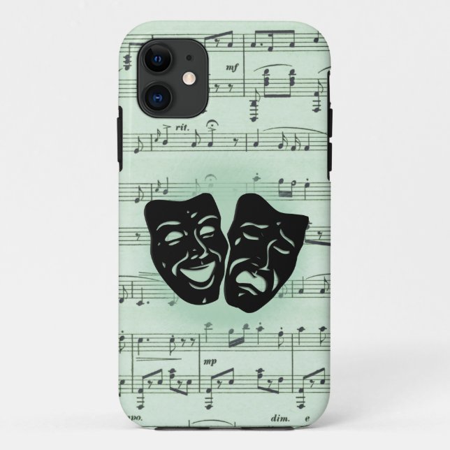 Coques Case-Mate iPhone Musique verte et masques grecs de théâtre (Dos)