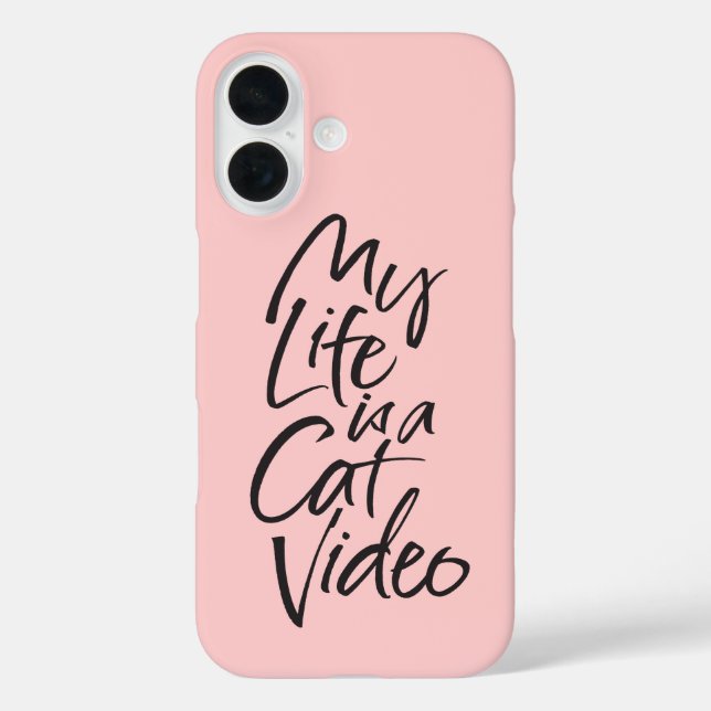 Coques Case-Mate iPhone My Life is a Cat Vidéo Black Letting Blush Rose (Verso)
