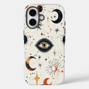 Coques iPhone 16 Mystic Moon & Stars Boho Phone Case