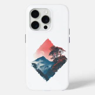 Coque iPhone 15 Pro Mystic Mountain Crimson Moon Zen Art