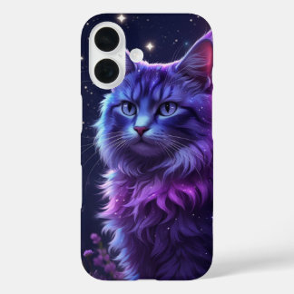 Coques iPhone 16 Mystical Galaxy Cat Phone Case – Purple Cosmic Art