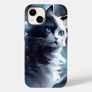 Coque Pour iPhone 14 Mystique Kitten noir et blanc   Chat d'aquarelle