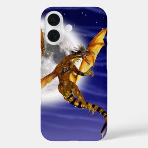 Coques iPhone 16 Mythe fantastique de dragon doré ciel pourpre