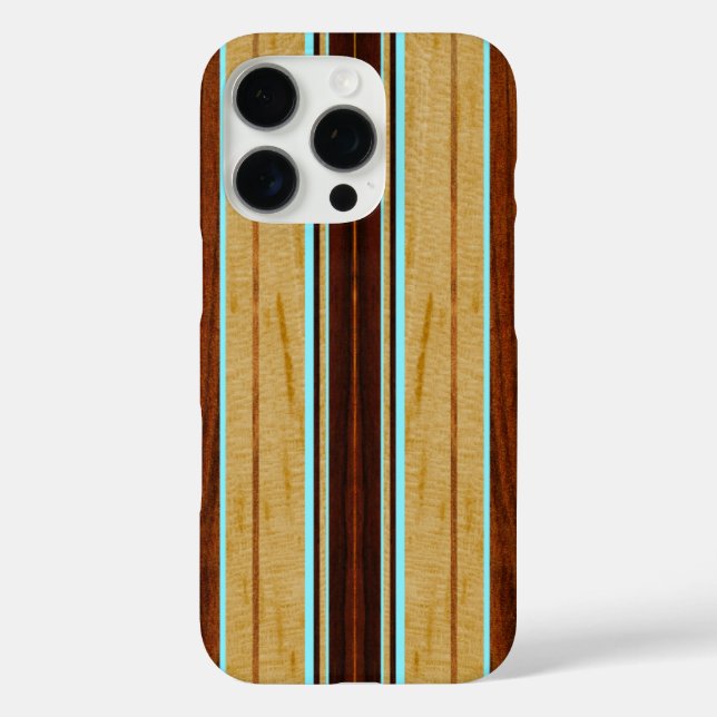 Coques Case-Mate iPhone Nalu Hou Faux Koa Bois Surf Aqua (Verso)