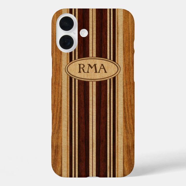 Coques Case-Mate iPhone Nalu Lua Faux Koa Wood Monogram Surboard (Verso)