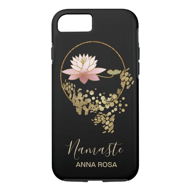 Coques Case-Mate iPhone *~* Namaste Lotus Gold Parties scintillant Zen Bla (Dos)