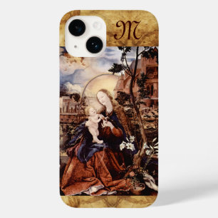 Coque Pour iPhone 14 NATIVITÉ, LILLES BLANCHES, MAGIE DE NOËL Monogramm