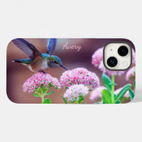 Nature Blue Hummingbird Pink Flowers Nom