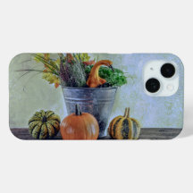 Nature morte d'automne avec citrouilles, fleurs