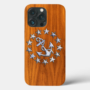 Coques Pour iPhone Nautique Chrome Yacht Drapeau sur bois de teck Imp