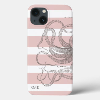 Case-Mate iPhone Case Nautique Vintage Octopus Côtier Pink Stripes
