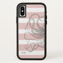 Nautique Vintage Octopus Côtier Pink Stripes