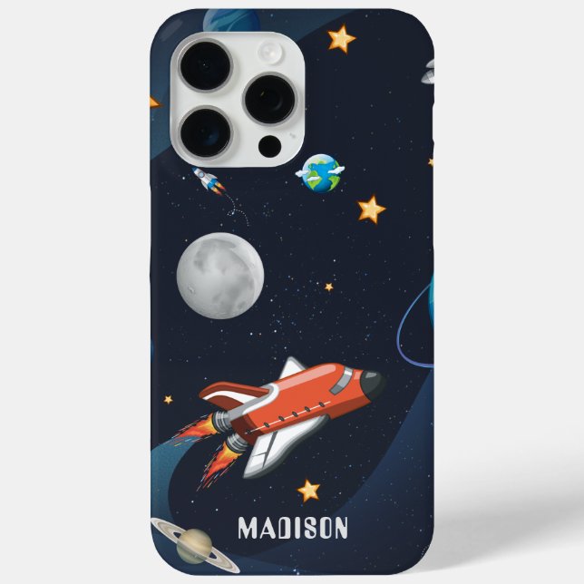 Coques Case-Mate iPhone Navette spatiale Voyage Lune Étoiles Personnalisée (Verso)
