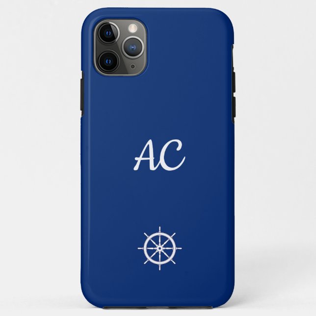 Coques Case-Mate iPhone Navires nautiques Roue Bleu+Blanc (Personnaliser) (Dos)