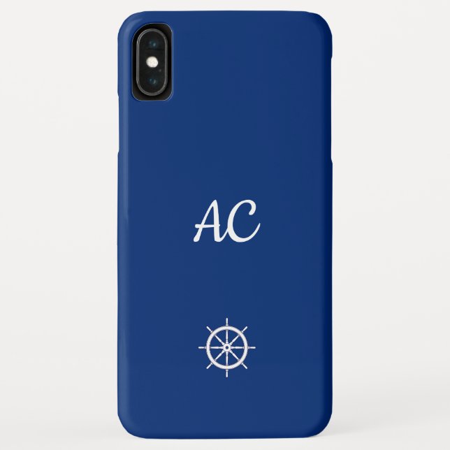 Coques Case-Mate iPhone Navires nautiques Roue Bleu+Blanc (Personnaliser) (Dos)