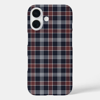 Coques iPhone 16 Navy Blue and Burgundy Plaid