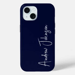 Coque Pour iPhone 15 Navy Blue avec Monogramme
