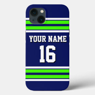 Case-Mate iPhone Case Navy Blue Lime Grn Team Jersey Custom Numéro Nom