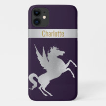 NAVY SILVER UNICORN IPHONE COVER personnalisable