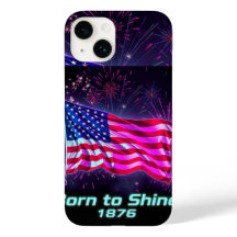 Né à Shine - 1776 Neon Glitch Drapeau américain Ph