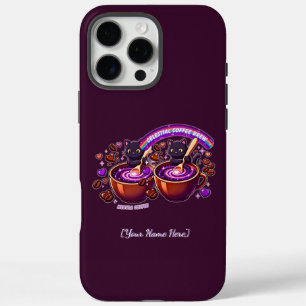 Coques iPhone 16 Pro Max Nébuleuse Café Céleste Chats Mignons Violet 