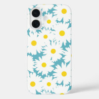 Négative Space Daisies blanc jaune sur bleu