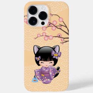 Coque Pour Pour iPhone 14 Pro Max Neko Kokeshi Poupée - Cat Ears Geisha Girl