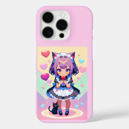 Coques iPhone 16 Pro Neko maid style anime pixel style