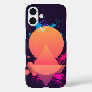 Coques iPhone 16 Plus Neon Abstract Geometric Splash Retro Futuristic