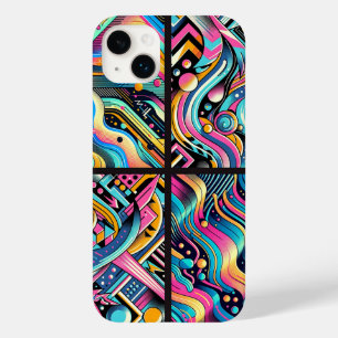 Coque Pour iPhone 14 Plus Neon coloré brillant Abstrait Motif des années 90