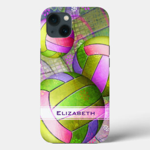 Etui iPhone 13 néon couleurs sport volley-ball féminin