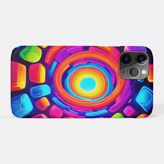 Coques Case-Mate iPhone Neon Cube Vortex Art (Dos (Horizontal))